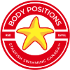 white and red swimming badges