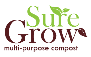 green and brown logo for Sure Grow compost